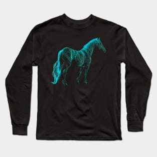 Turquoise Equestrian Art Horse Lover Western Rodeo Long Sleeve T-Shirt